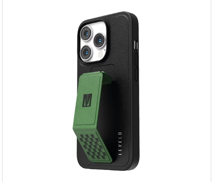 Levelo Morphix Gripstand Iphone 14 Pro Pu Leather Case Pacific Green - Zoom Image 1