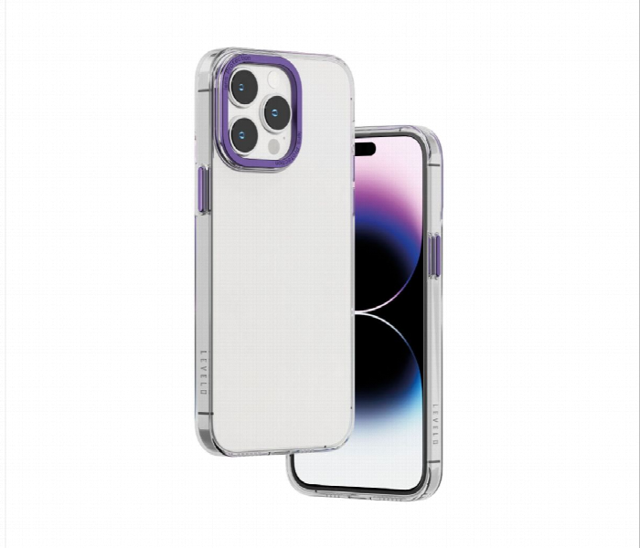 Levelo Sensa Clear Back Case For Iphone 14 Pro Clear Or Purple - Zoom Image 2