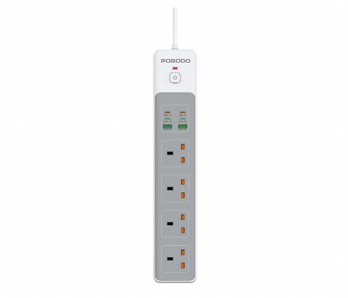 Porodo 4 Ac Power Socket  White - Zoom Image 1