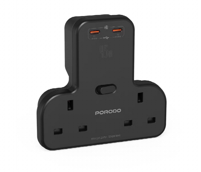 Porodo Multi Port Wall Socket Black - Zoom Image 1