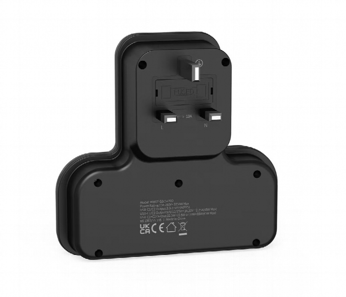 Porodo Multi Port Wall Socket Black - Zoom Image 3