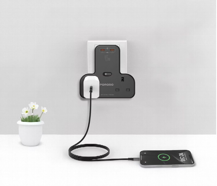 Porodo Multi Port Wall Socket Black - Zoom Image 4