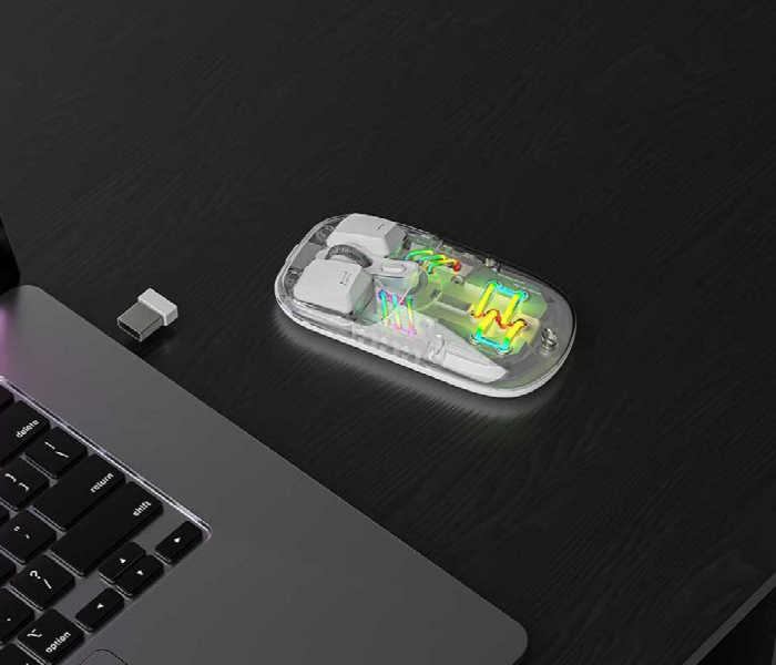 Porodo Transparent Mouse 2.4G And Bluetooth Dual Mode White - Zoom Image 2