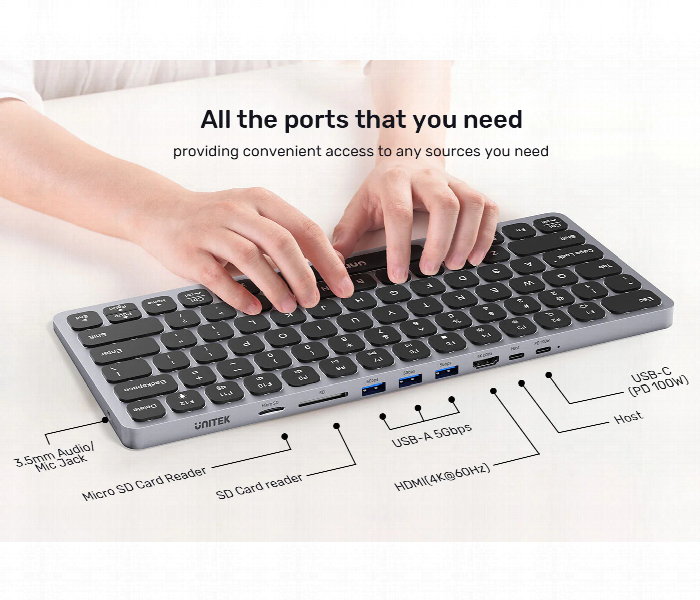 Unitek 9 In 1 Usb C Hub With Keyboard - Zoom Image 3