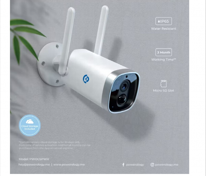 Powerology Wireless Outdoor Camera With Solar Panel - Zoom Image 5