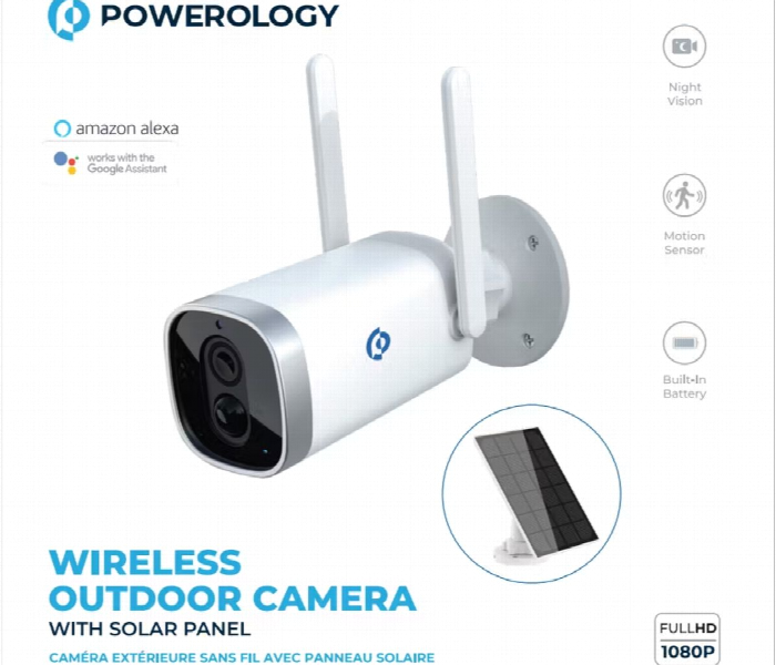 Powerology Wireless Outdoor Camera With Solar Panel - Zoom Image 3