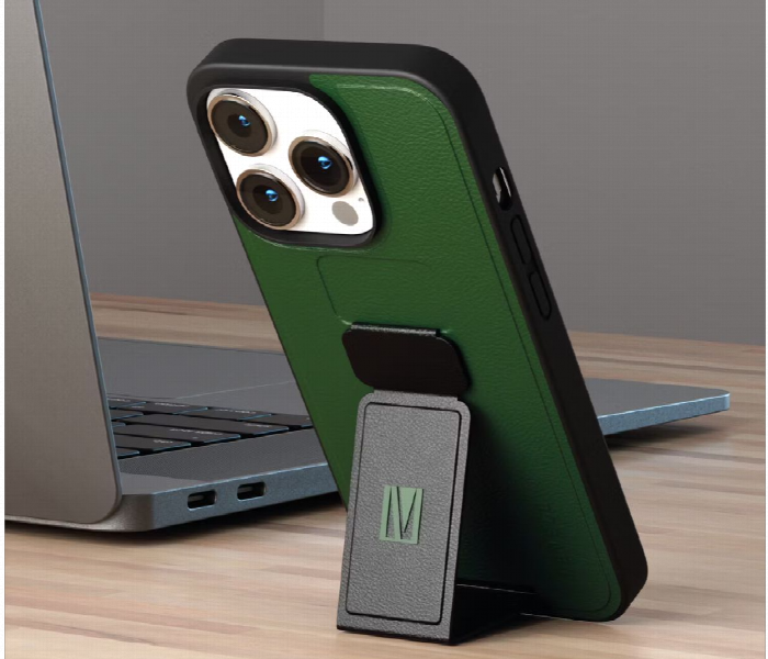 Levelo Morphix Gripstand Iphone 14 Pro Pu Leather Case Forest Green - Zoom Image 2