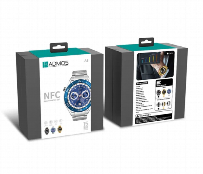 Admos A8 Nfc Smart Watch Set Silver - Zoom Image 3