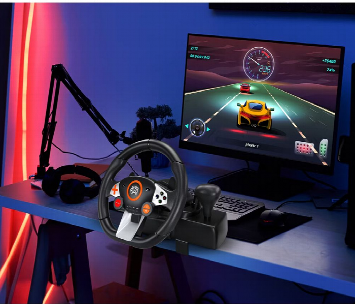 Porodo Gaming Steering Wheel Black - Zoom Image 3