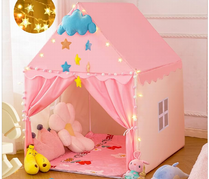 Large Foldable Play Tent House For Kids Girls Boys Indoor Outdoor With Storage Bag Princess Castle Gift Pink - Zoom Image 1