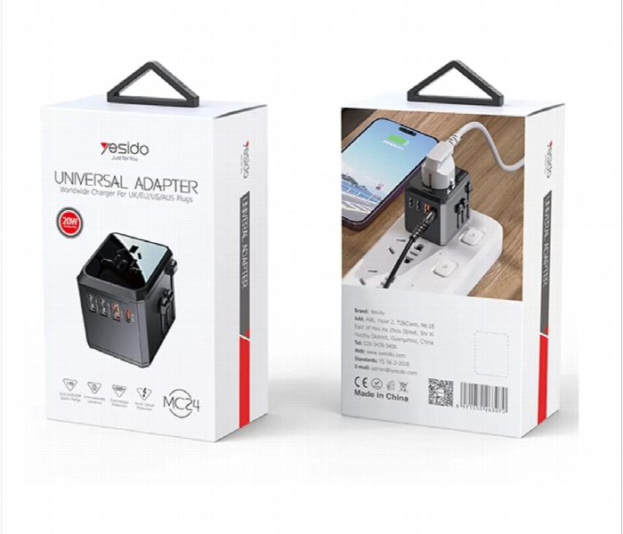 Yesido Mc24 20W 3 Usb  Type C Ports Multi Function Universal Travel Adapter Plug - Zoom Image 6