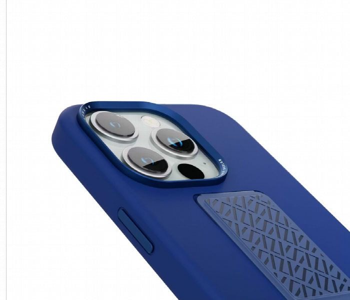 Levelo Morphix Silicone Case With Leather Grip For Iphone 15 Pro Max Deep Blue - Zoom Image 2