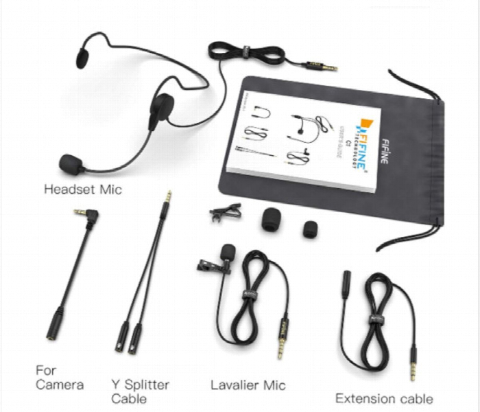 Fifine C1 Lavalier Lapel Headset Microphone  Black - Zoom Image 2