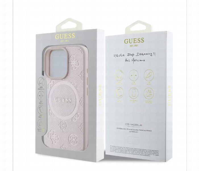Guess Magsafe Saffiano Pu Hard Case With Peony Classic Logo For Iphone 16 Pro - Zoom Image 4