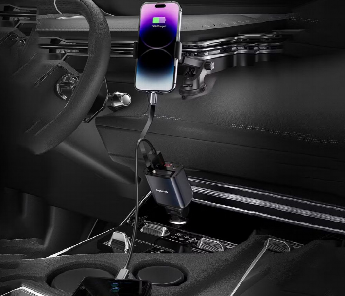 Porodo 105W Car Charger With Retractable Cable And Digital Display - Zoom Image 4