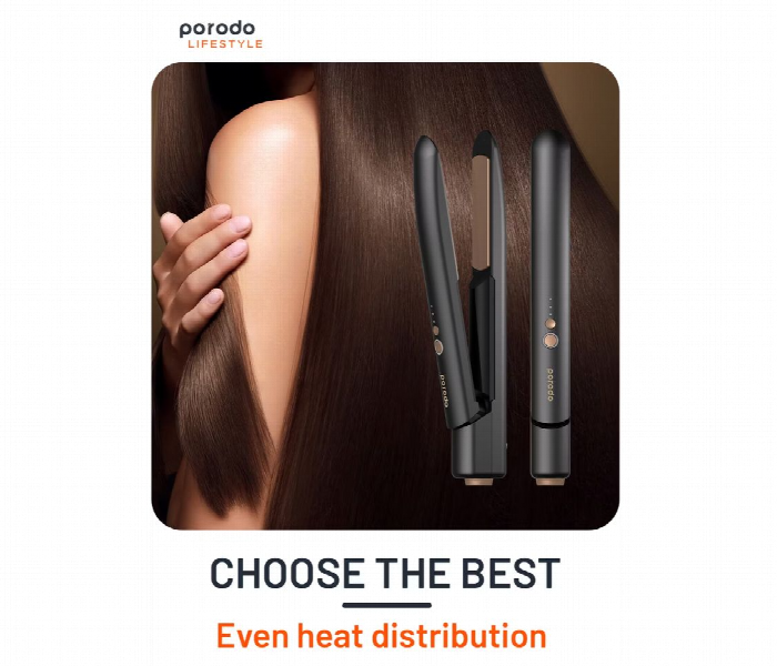 Porodo Lifestyle Wireless Rechargeable Hair Straightener Black - Zoom Image 4