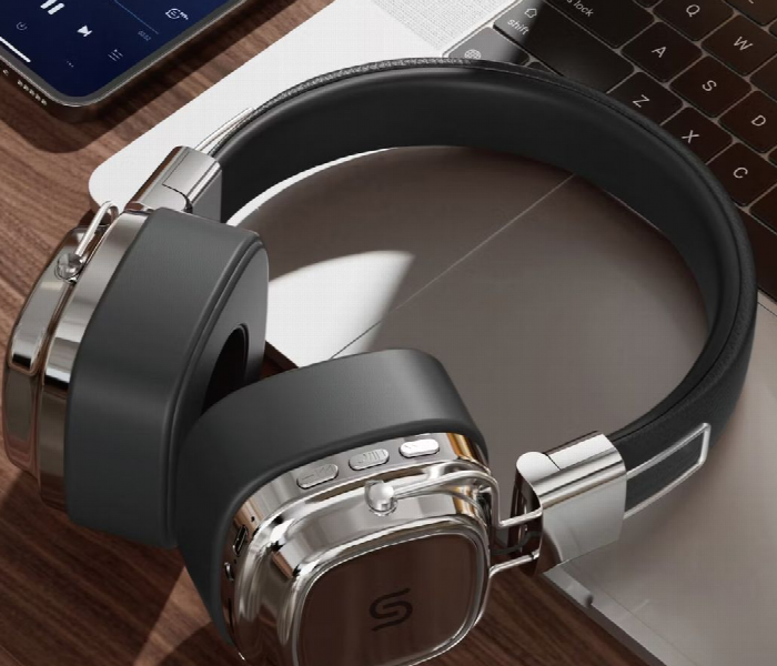 Porodo Soundtec Vintage Wireless Enc Headphone  Black Or Silver - Zoom Image 3