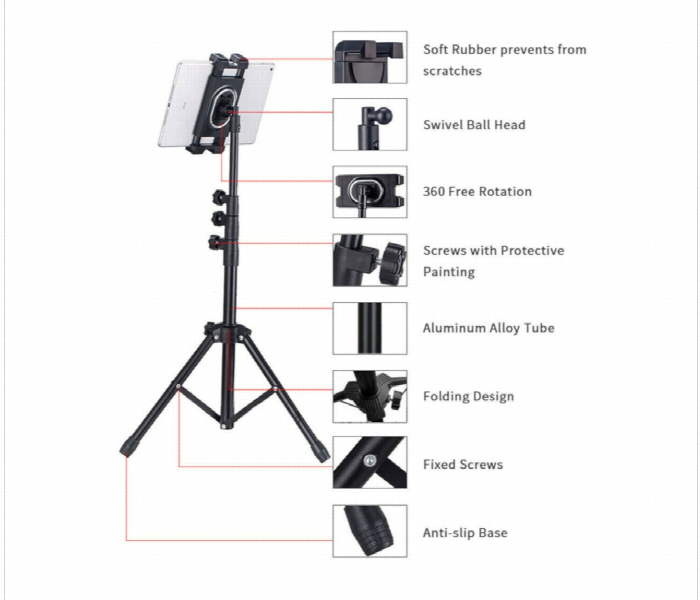 Tripod Stand Vs 09 Rotates 360 Degree Black - Zoom Image 4