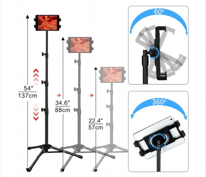 Tripod Stand Vs 09 Rotates 360 Degree Black - Zoom Image 3