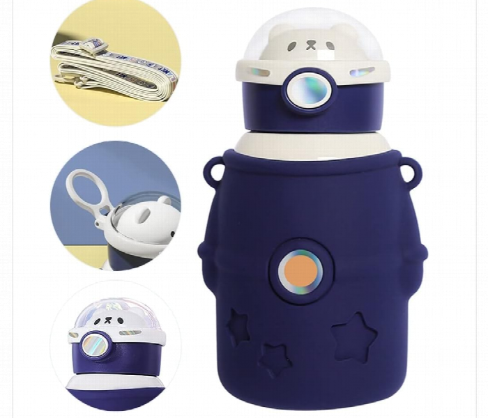 600Ml Cute Pattern Straw Cup Set  Blue - Zoom Image 2