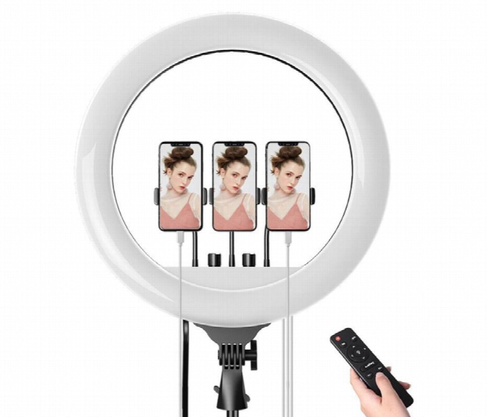 Led Ring Light With Tripod 3 Phone Holders Remote Control - Zoom Image 5