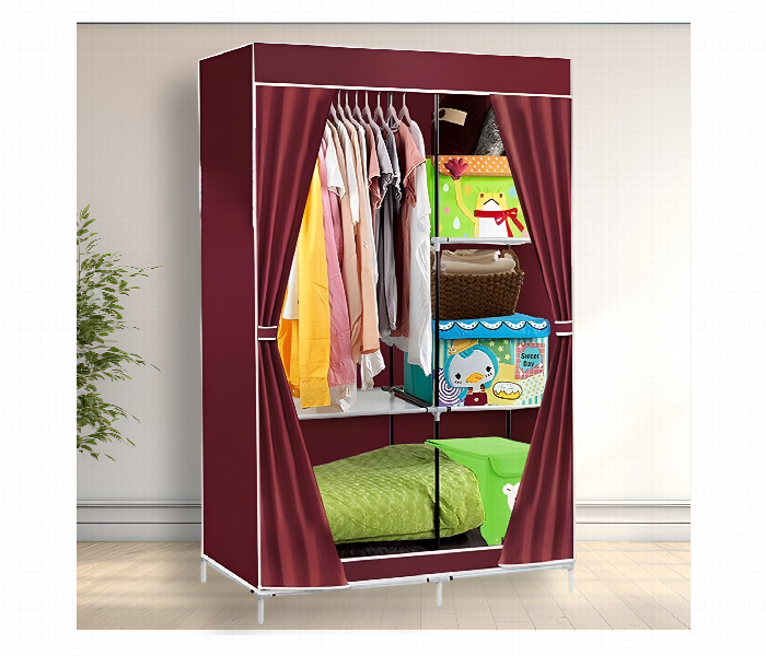 Durable Cloth Storage Cupboard Foldable 105X45X158Cm Wardrobe Organizer With Shelves - Zoom Image 2