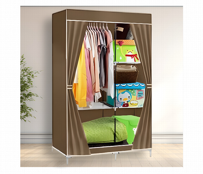 Durable Cloth Storage Cupboard Foldable 105X45X158Cm Wardrobe Organizer With Shelves - Zoom Image 3