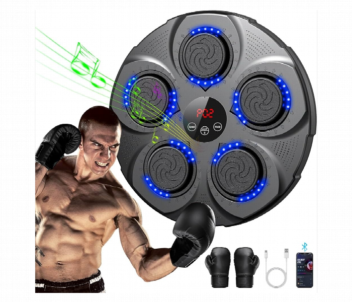 Musical Boxing Machine With Gloves Electronic Bt Target Wall Mount Trainer Pad For Age 3 And Above - Zoom Image 2