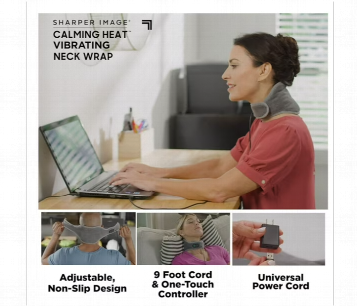 Calm Heating And Massaging Neck Wrap With Vibration Therapy 3 Heat Levels 3 Massage Modes For Pain And Stress Relief - Zoom Image 2