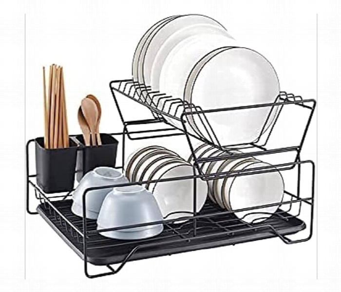 Dish Drying Rack For Kitchen Counter Multi Purpose Plate Bowl And Utensil Drainer With Drain Board Bearing 10 Kg - Zoom Image 2