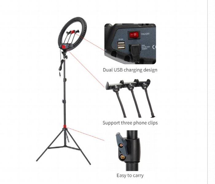 Jmary Fm 18R Photography Makeup Studio Vlog 18Inch Selfie Led Ring Light - Zoom Image 4