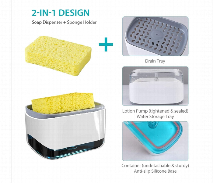 One Hand Soap Pump And Sponge Caddy - Zoom Image 3