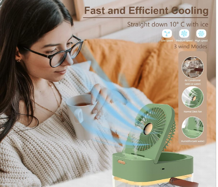 Dual Spray Conditioning Fan With Night Light Green - Zoom Image 4