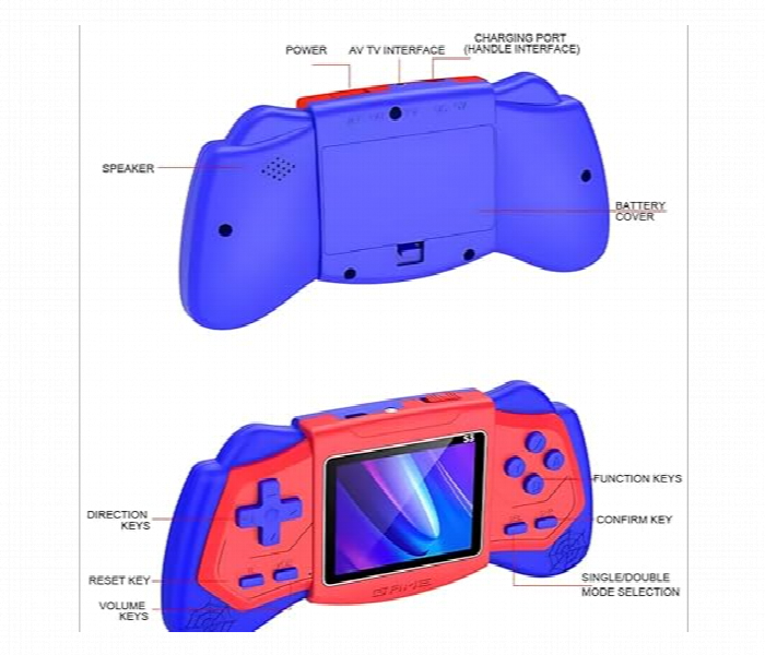 S3 Retro Handheld Gaming Console For Kids 500 Classic Games 3 Inch Display Rechargeable Battery - Zoom Image 2
