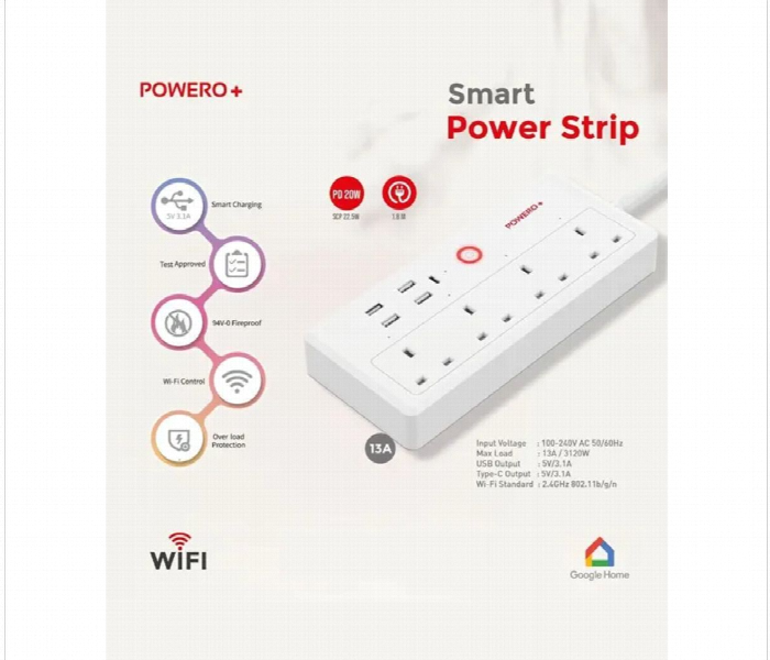 Power Plus Smart Power Strip With 20W Pd White - Zoom Image 3