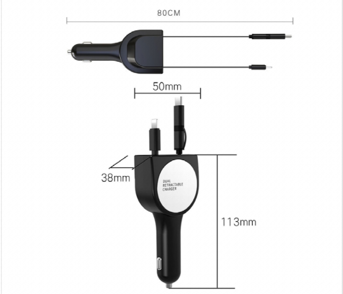 3 In 1 Car Charger Micro Type C  Lightning  Red - Zoom Image 2