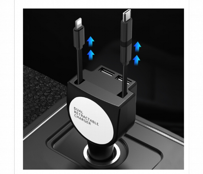3 In 1 Car Charger  Micro Type C Lightning Blue - Zoom Image 2