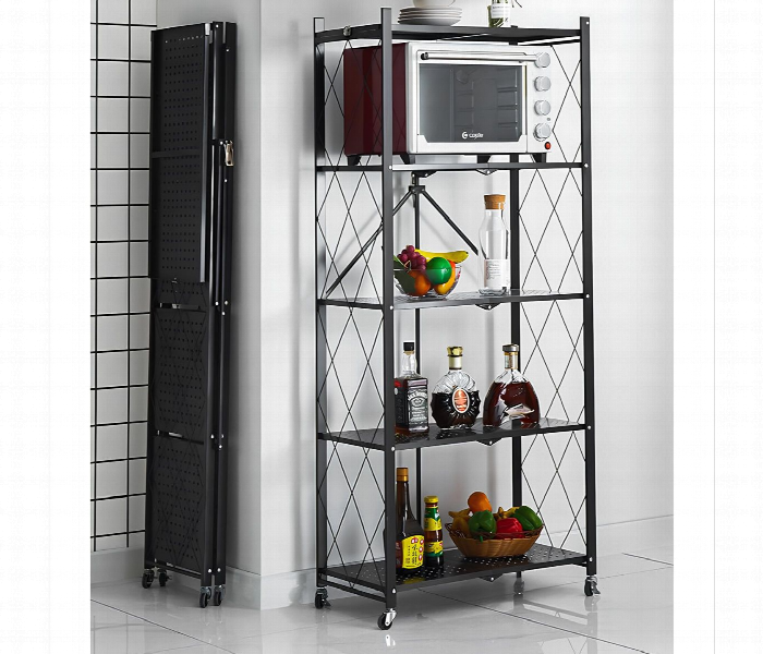 Foldable 5 Tier Storage Shelf Trolley - Zoom Image 2
