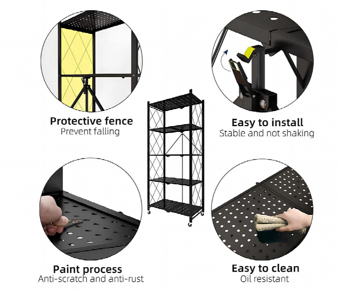 Foldable 5 Tier Storage Shelf Trolley - Zoom Image 4