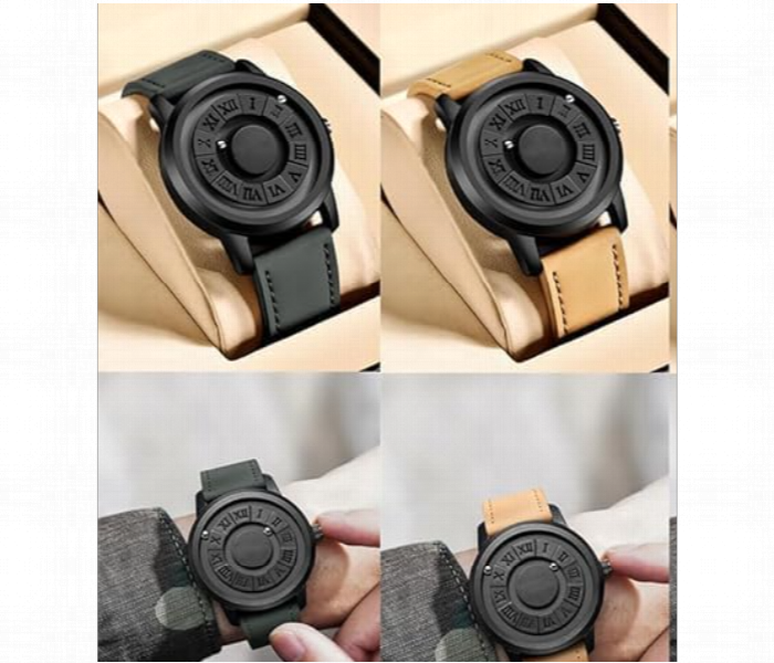 Cool Levitation Leather Luxury Watch For Men Unique Pointer Design Quartz Magneto Business Casual Fashion - Zoom Image 3