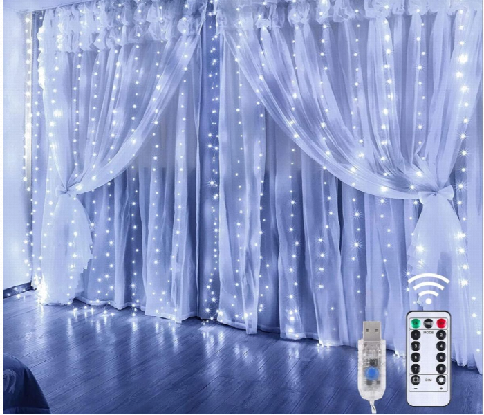 Remote Controlled Led Curtain Lights White - Zoom Image 1