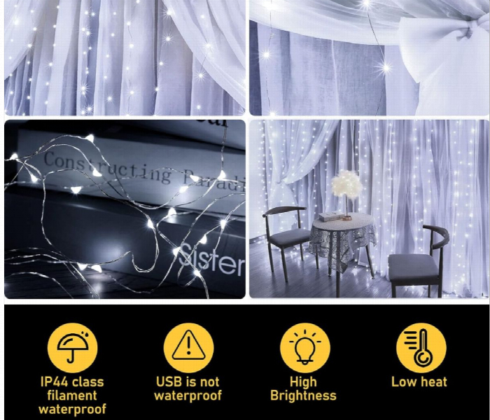 Remote Controlled Led Curtain Lights White - Zoom Image 5