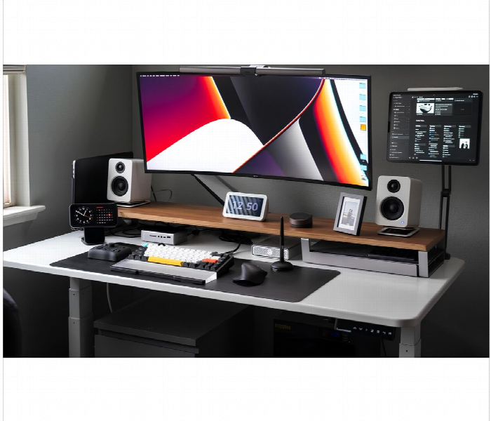Navodesk Smart Height Adjustable Desk With Bluetooth Technology Fram Gray And Gray Top - Zoom Image 3