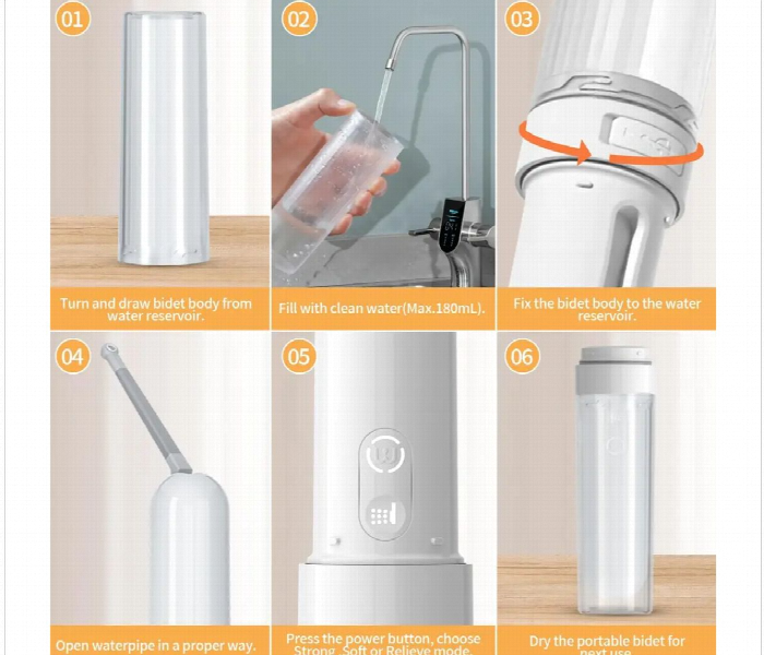 Rechargeable Handy Care Bidet   3 Spraying Modes - Zoom Image 2