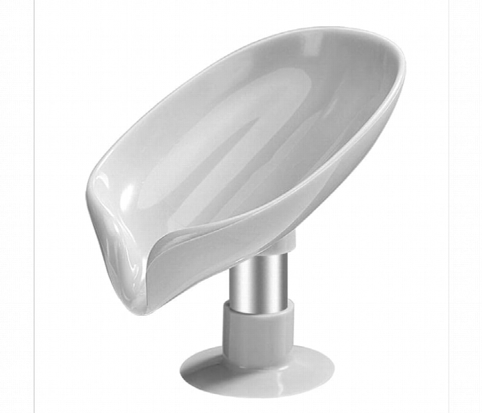 Leaf Shape Self Draining Soap Dish Holder  Gray - Zoom Image 1