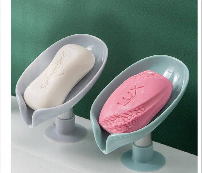 Leaf Shape Self Draining Soap Dish Holder  Gray - Zoom Image 3