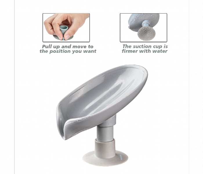 Leaf Shape Self Draining Soap Dish Holder  Gray - Zoom Image 4