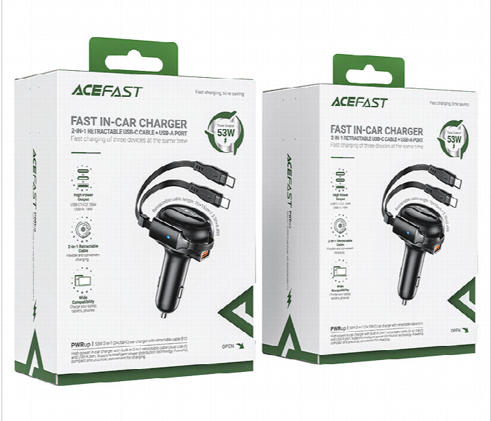 Acefast Fast In Car Charger 2  In 1 Uab - Zoom Image 1