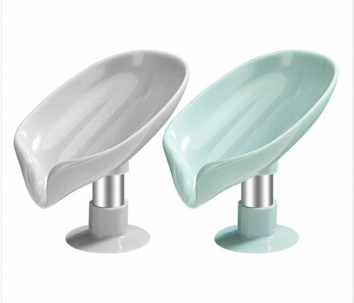Leaf Shape Self Draining Soap Dish Holder  Green - Zoom Image 2