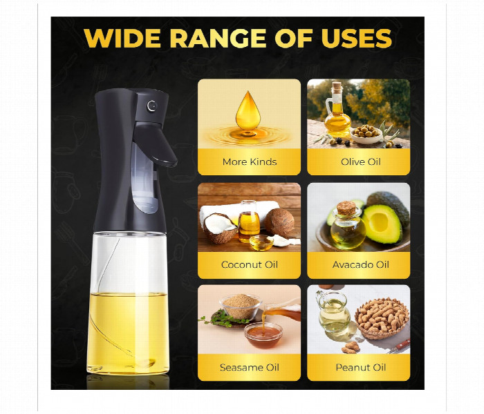Oil Sprayer Bottle Refillable Glass Bottle For Cooking Black - Zoom Image 3